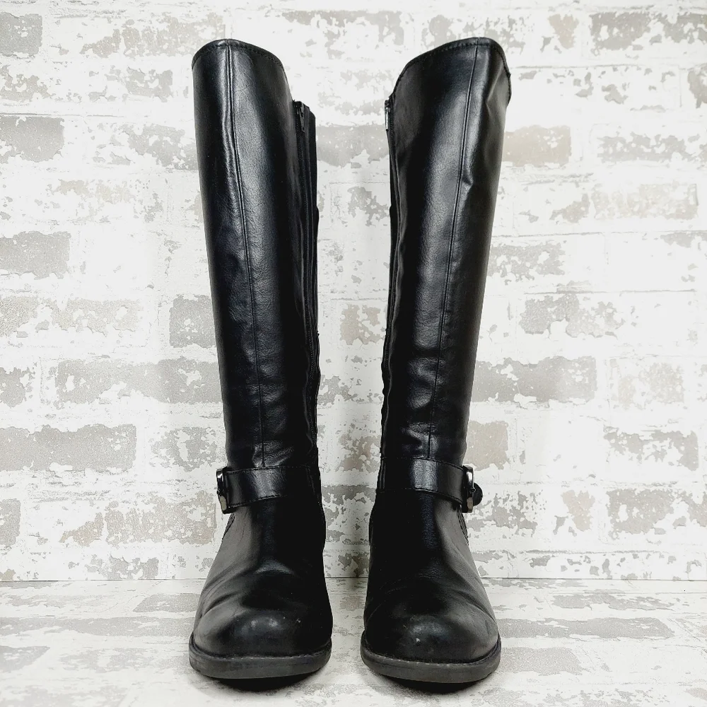 New BareTraps Women's Black Faux Leather Riding Boots F206 - Picture 3 of 12